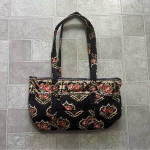 Vsport Victoria Secret Sack Black Floral Quilted Purse